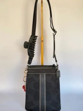 Coach Black Signature Stripe Crossbody